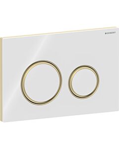 Geberit Sigma 50 Plaque d&#39;actionnement ronde 115652SI1 plaque/bouton blanc , anneau en laiton, pour chasse d&#39;eau 2 mesures