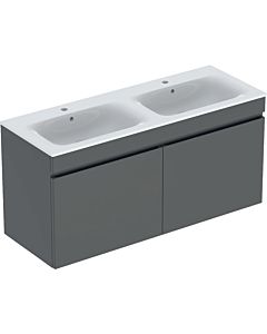 Geberit Renova Plan set de lavabo double 501918JK8 130x62,2x48cm, corps/face lave mat/vasque blanc /KeraTect