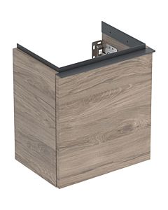 Geberit iCon hand wash basin base cabinet 502300JR1 37x41.5x27.9cm, 2000 door, hinged right, walnut/handle lava matt
