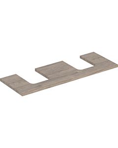 Geberit One vanity top 505276006 135 x 3 x 47 cm, walnut hickory/melamine wood structure, double cut-out