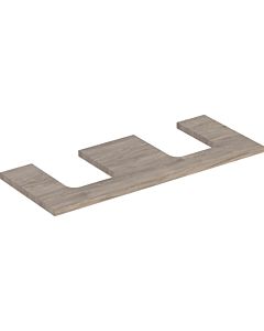 Geberit One vanity top 505335006 120 x 3 x 47 cm, walnut hickory/melamine wood structure, double cut-out