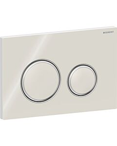 Geberit Sigma 50 Round Betätigungsplatte 115884JL1 Platte/Ringe verchromt, Platte/Tasten sand-grau, für 2-Megen-Spülung