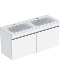 Geberit Renova Plan Doppelwaschtisch-Set 501918011 130x62,2x48cm, Korpus/Front weiß hochglänzend, Waschtisch weiß