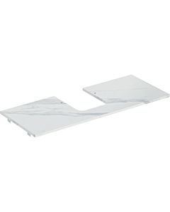 Geberit One plan vasque 505105001 120x2x47cm, découpe au milieu, grès, aspect marbre blanc /mat
