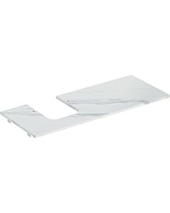 Geberit One Waschtisch-Platte 505125001 120x2x47cm, Ausschnitt links, Steinzeug, Marmoroptik weiß/matt