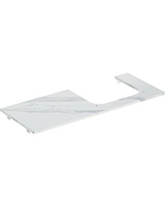 Geberit One plan vasque 505155001 120x2x47cm, découpe à droite, grès, aspect marbre blanc /mat