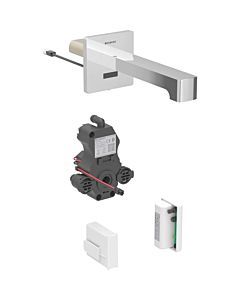 Geberit Brenta infrarouge mitigeur lavabo 116296211 avec mélangeur, 22 cm, chromé brillant, montage mural, fonctionnement générateur, boîtier de fonction encastré