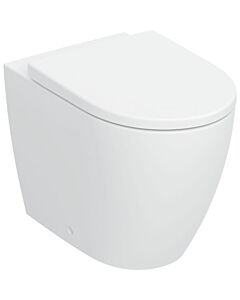 Ensemble WC sur pied Geberit iCon, cuvette à chasse d&#39;eau profonde 503080JT1 35,5 x 56 cm, montage encastré, design en céramique fermée, avec abattant, blanc mat