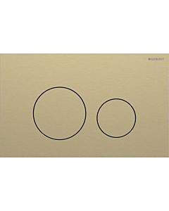 Plaque de déclenchement ronde Geberit 40 115628QF1 ronde, couleur laiton / brossé, revêtement facile à nettoyer, pour double chasse, ronde