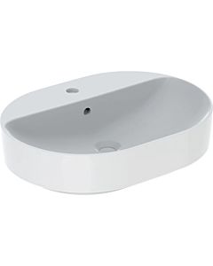 Geberit VariForm Countertop washbasin 500777002 white KeraTect, 60x45cm, with tap hole bank, overflow, elliptical