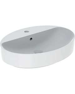 Geberit VariForm Countertop washbasin 500772002 white KeraTect, 60x45cm, with tap hole bank, with overflow, oval