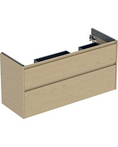 Geberit Renova Plan base cabinet 504033PS1, 2 drawers, width 124.5cm, carcass/front natural oak / melamine wood structure