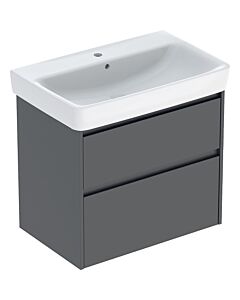 Geberit Renova Plan washbasin set 504037JK1 with base cabinet, carcass/front lava / lacquered silk matt, width 75 cm