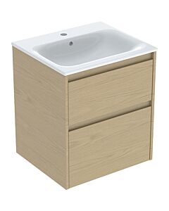 Geberit Renova Plan vanity unit set 504038PS1, width 55cm, carcass/front natural oak / melamine wood structure, washbasin white