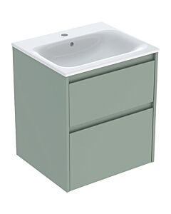 Geberit Renova Plan Möbel-Waschtisch-Set 504038IK8 Breite 55cm, Korpus/Front salbeigrün / lackiert seidenmatt, Waschtisch weiß / KeraTect