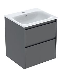 Geberit Renova Plan vanity unit 504038JK8, width 55cm, carcass/front lava / lacquered satin finish, washbasin white / KeraTect
