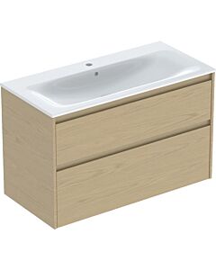 Meuble sous-vasque Geberit Renova Plan 504041PS8, largeur 100 cm, structure en chêne naturel/bois mélaminé, vasque blanche/KeraTect