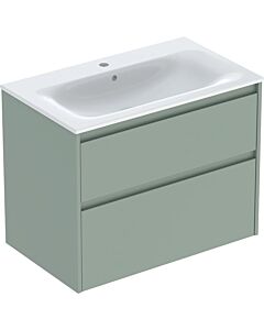 Meuble vasque Geberit Renova Plan 504040IK1, largeur 80 cm, corps et façade vert sauge, finition laquée satinée, vasque blanche