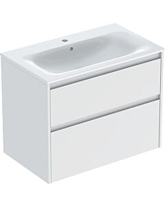 Meuble sous-vasque Geberit Renova Plan 504040001, largeur 80 cm, corps et façade blancs, finition laquée satinée, vasque blanche