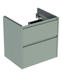 Meuble-lavabo Geberit Renova Plan 504027IK1, 2 tiroirs, corps et façade vert sauge, finition laquée satinée, largeur 59,5 cm