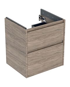 Geberit Renova Plan vanity unit 504026JR1 with 2 drawers, carcass/front walnut/melamine wood structure, width 54.6 cm