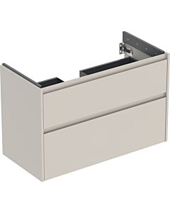 Geberit Renova Plan vanity unit 504032DB1 2 drawers, carcass/front sand grey / lacquered silk matt, width 94.8 cm