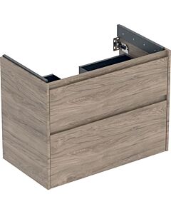 Geberit Renova Plan vanity unit 504030JR1 with 2 drawers, carcass/front walnut/melamine wood structure, width 79.4 cm