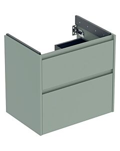Meuble-lavabo Geberit Renova Plan 504028IK1, 2 tiroirs, structure/façade vert sauge, finition laquée satinée, largeur 64,4 cm