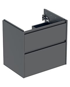 Meuble vasque Geberit Renova Plan 504028JK1, 2 tiroirs, structure/façade en lave/laqué mat soyeux, largeur 64,4 cm