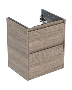 Geberit Renova Plan vanity unit 504025JR1 with 2 drawers, carcass/front walnut/melamine wood structure, width 50.4 cm