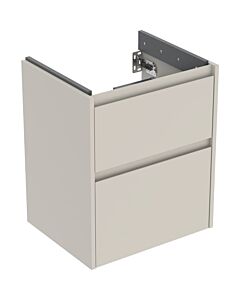 Geberit Renova Plan vanity unit 504025DB1 with 2 drawers, carcass/front sand grey / lacquered silk matt, width 50.4 cm