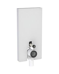 Geberit Monolith Plus floor-standing toilet module 131203TD7, white front, brushed aluminum side panels, installation height 101cm