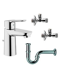 Grohe BauEdge Waschtischarmatur Set mit Geruchserschluss und Eckventilen