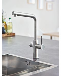Grohe Blue Home Küchenarmatur 31454DC1 supersteel, L-Auslauf, Starter Kit