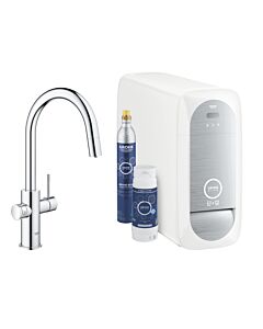 Grohe Blue Home Spültisch-Einhebelmischer 31541000 Chrom, C-Auslauf-Starter Kit, herausziehbarer Mousseurauslauf
