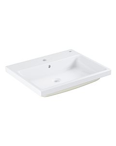 Grohe Cube Keramik Einbauwaschtisch 3947900H 60cm, 1 Hahnloch mit Überlauf, Rückseite glasiert, alpinweiß PureGuard
