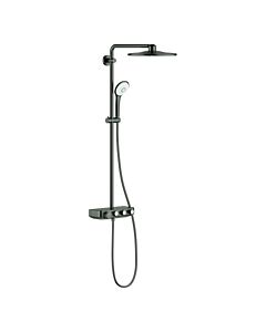 Grohe Duschsystem 26507AL0 hard graphite gebürstet, mit AP-Thermostat, Duscharm 45cm schwenkbar