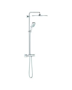 Grohe Rainshower Duschsystem 26652000 chrom, mit Aufputz-Thermostat, Duscharm 45cm schwenkbar