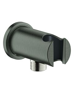Coude de sortie murale Grohe Rainshower 26658AL0 1/2&quot;, avec support mural, rosace ronde, finition graphite brossé dur