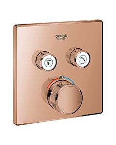 Kit d&#39;installation Grohe Smartcontrol 29124DA0 : thermostat encastré, 2 vannes d&#39;arrêt, carré, couleur coucher de soleil chaud