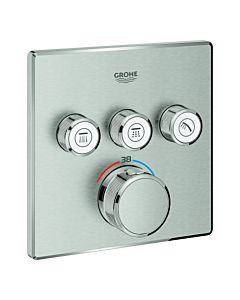 Grohe Smartcontrol jeu de finition 29126DC0 supersteel, carré, thermostat dissimulé, 3 vannes d&#39;arrêt