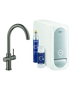 Grohe Blue Home Spültisch-Einhebelmischer 31455AL1 hard graphite gebürstet, C-Auslauf-Starter Kit