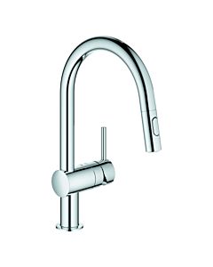 Grohe Minta kitchen faucet 32321002 chrome, pull-out dual shower head, C-spout