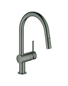 Grohe Minta mitigeur d&#39;évier 32321AL2 graphite dur brossé, double jet extractible, bec C