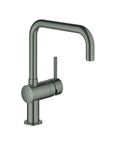 Grohe Minta single-lever sink mixer 32488AL0 brushed hard graphite, swiveling U-spout