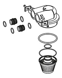 Grünbeck bottle adapter 1 with resin catcher, 187621e plug coupling and O-ring