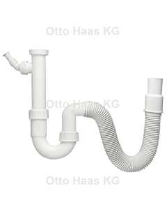 HAAS pipe siphon 2805 DN40/50 flexible, sink, Kitchen , device connection, white
