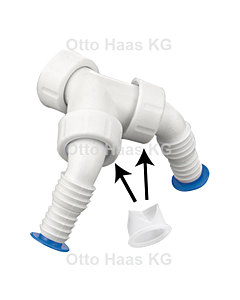 HAAS combination double hose nozzle 2913 37 mm, 2000 &quot;, polypropylene, white, with backflow preventer