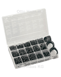 HAAS O-ring assortment 4144 for Kludi fitting, 845 pieces, 270x180x2mm, rubber, transparent