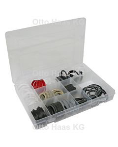 HAAS Oha seal assortment 7307 125 pieces, 270x180x42mm, for plastic / metal siphons, transparent